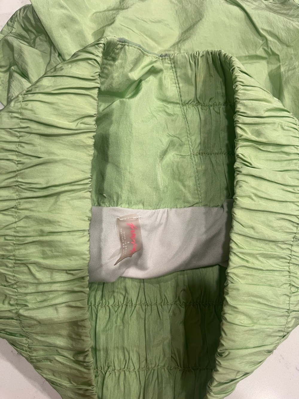 Free People High-Waist Smocked Light Green Lounge Shorts - Picture 2 of 2